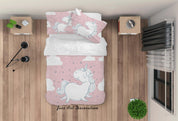 3D Pink Stars Unicorn Quilt Cover Set Bedding Set Duvet Cover Pillowcases SF67- Jess Art Decoration