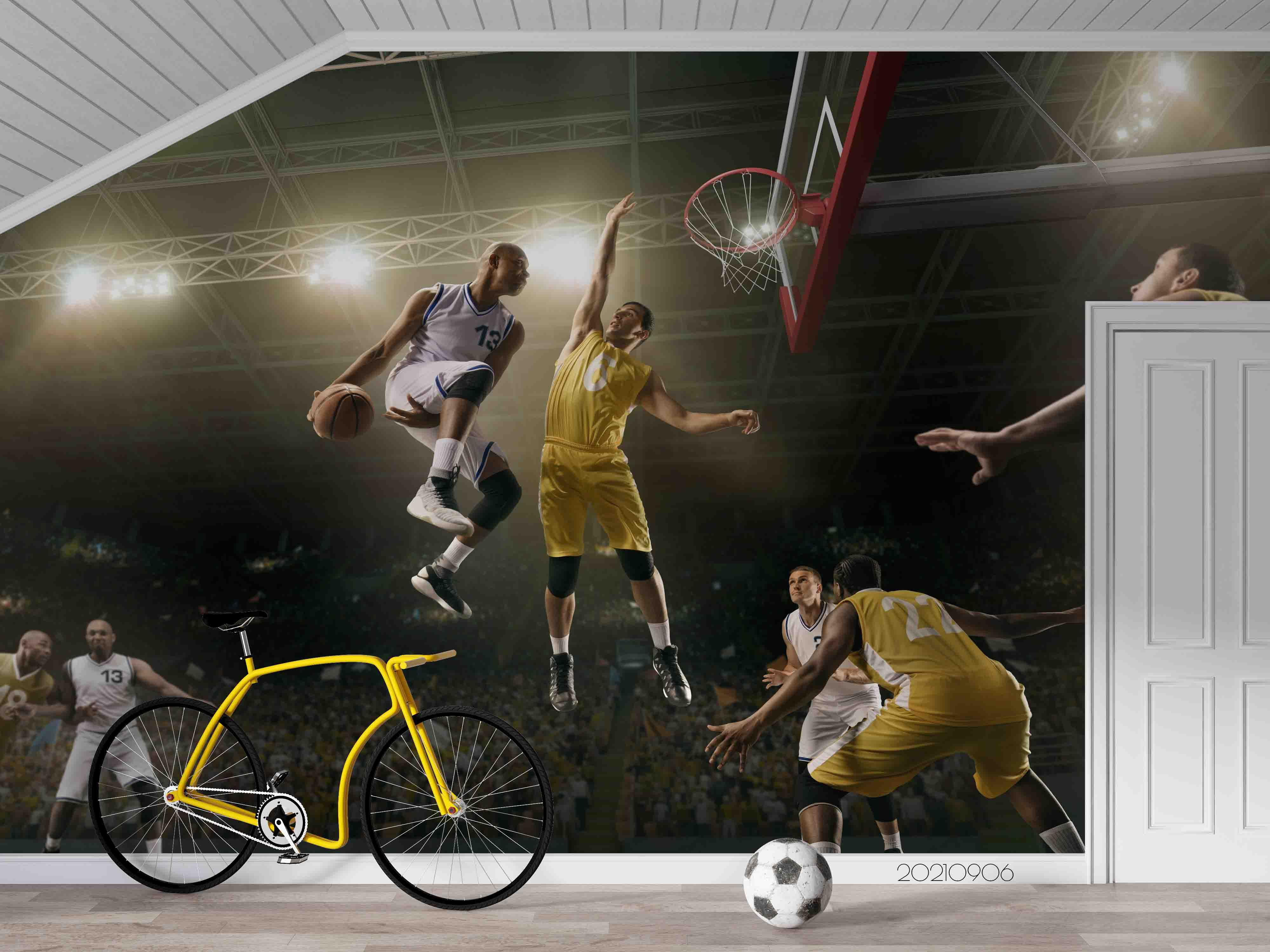 Basketball Game Basketball Wallpaper basketball wall mural for bedroom, gym or sports room - view 4