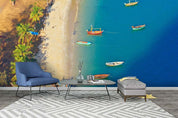 3D Blue Sea Boat Wall Mural Wallpaper  3- Jess Art Decoration