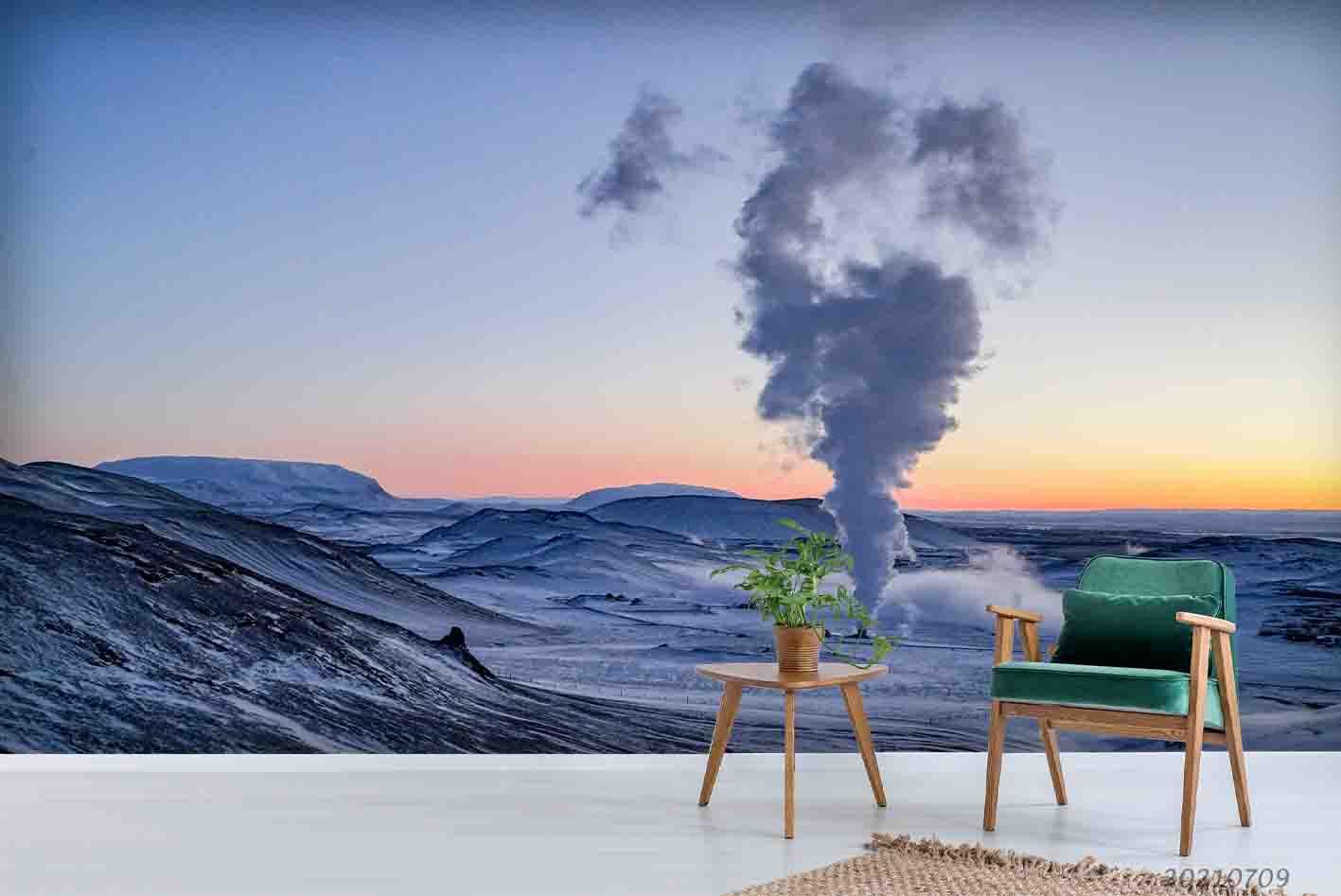 3D Winter Snow Mountain Smoke Wall Mural Wallpaper SWW4062- Jess Art Decoration