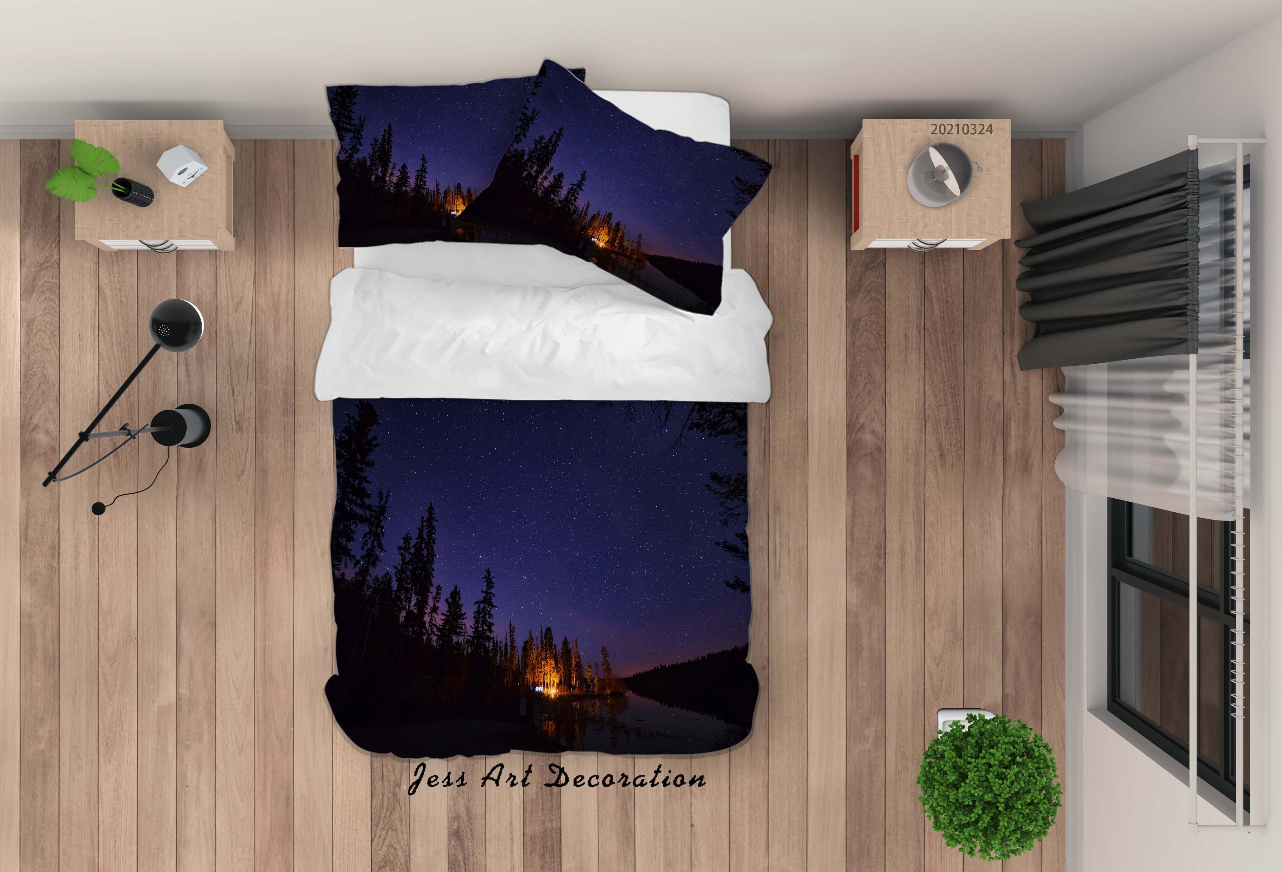 3D Forest Night View Quilt Cover Set Bedding Set Duvet Cover Pillowcases 125 LQH- Jess Art Decoration