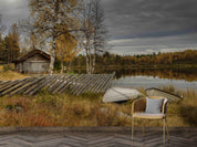 3D Woods Cabin Boat Fence Lake Wall Mural Wallpaper GD 2405- Jess Art Decoration