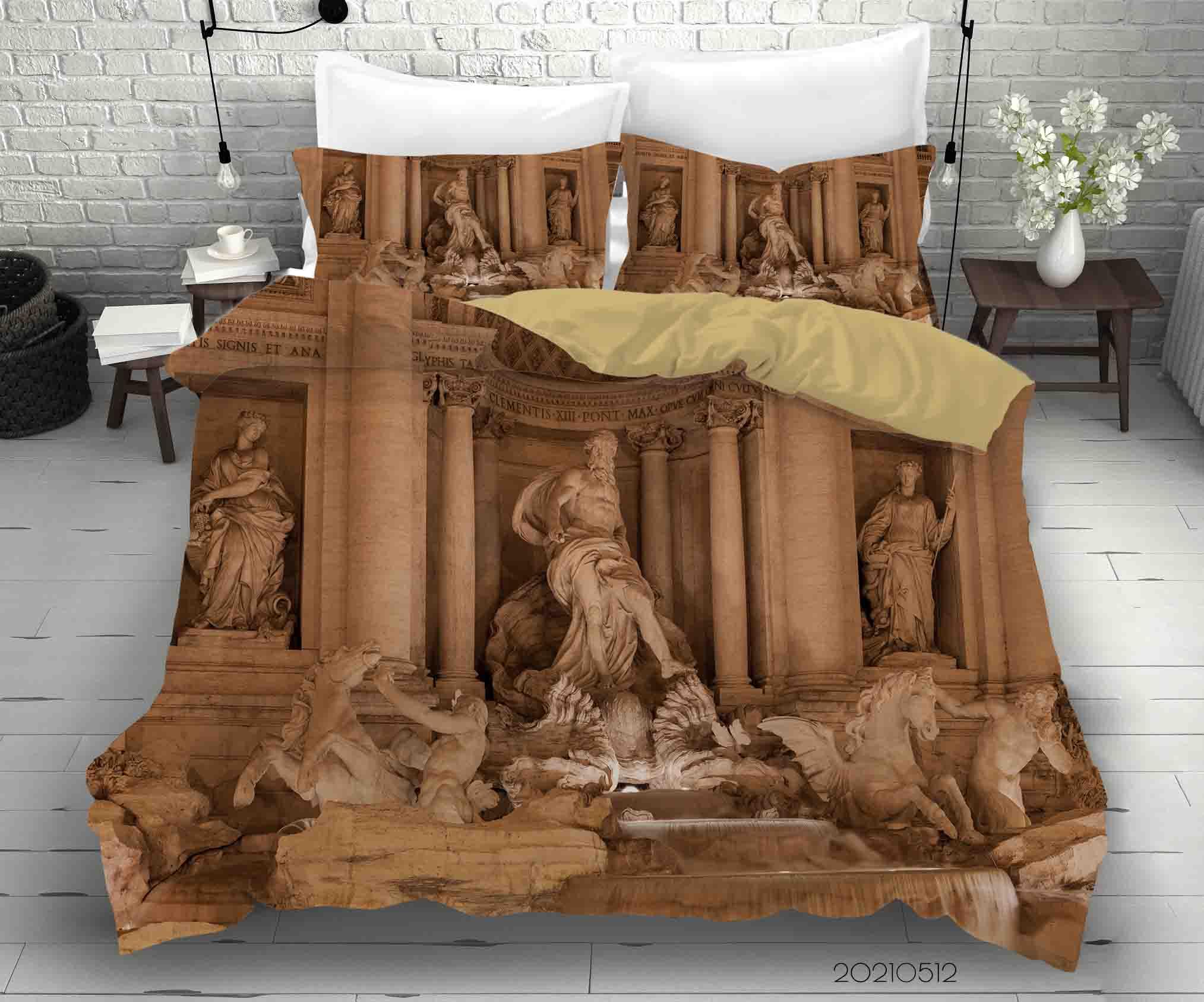 3D Rome Fountain Sculpture Architecture Quilt Cover Set Bedding Set Duvet Cover Pillowcases 301- Jess Art Decoration