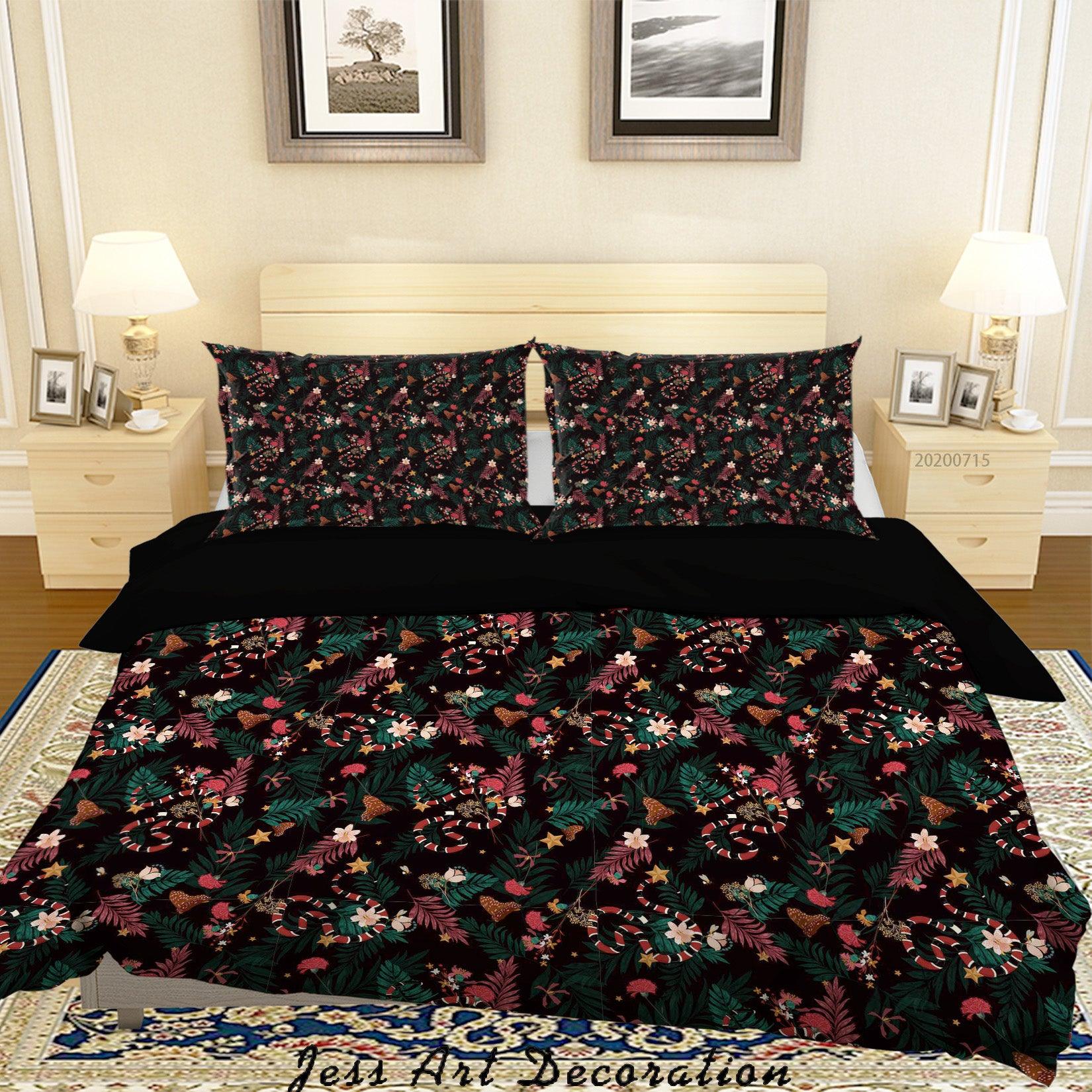 3D Abstract Colourful Floral Leaves Butterfly Pattern Quilt Cover Set Bedding Set Duvet Cover Pillowcases WJ 3802- Jess Art Decoration