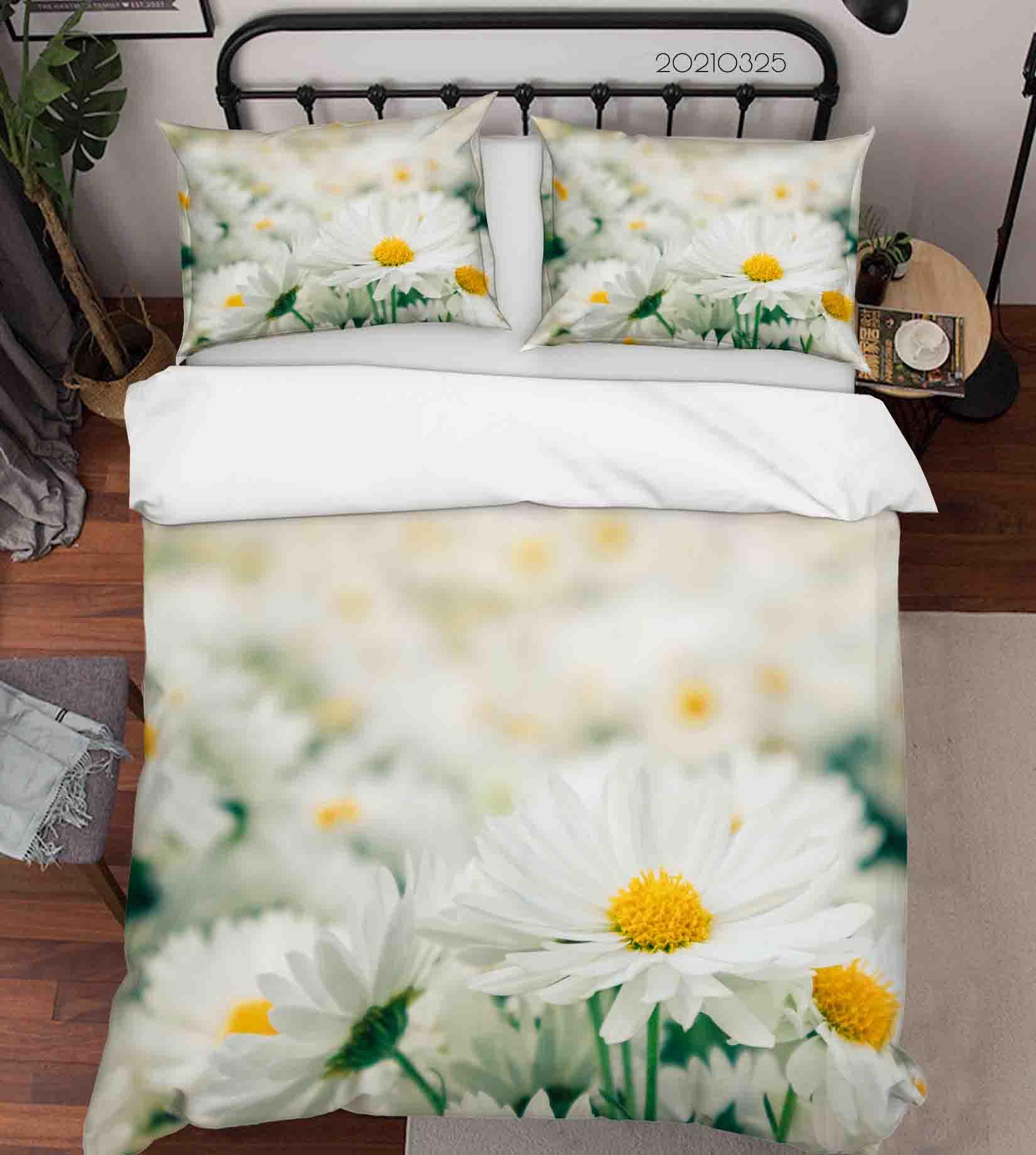 3D White Chrysanthemum Quilt Cover Set Bedding Set Duvet Cover Pillowcases 227- Jess Art Decoration