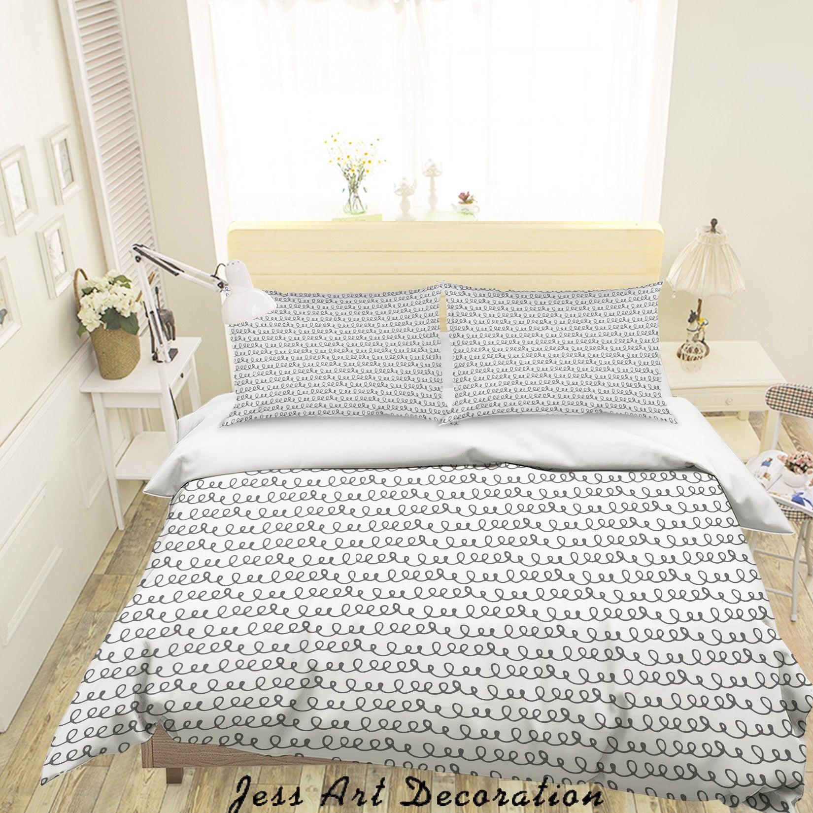 3D White Black Lines Quilt Cover Set Bedding Set Duvet Cover Pillowcases SF141- Jess Art Decoration
