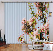3D Spring Bloom Pink Flower Branch Curtains and Drapes GD 4417- Jess Art Decoration