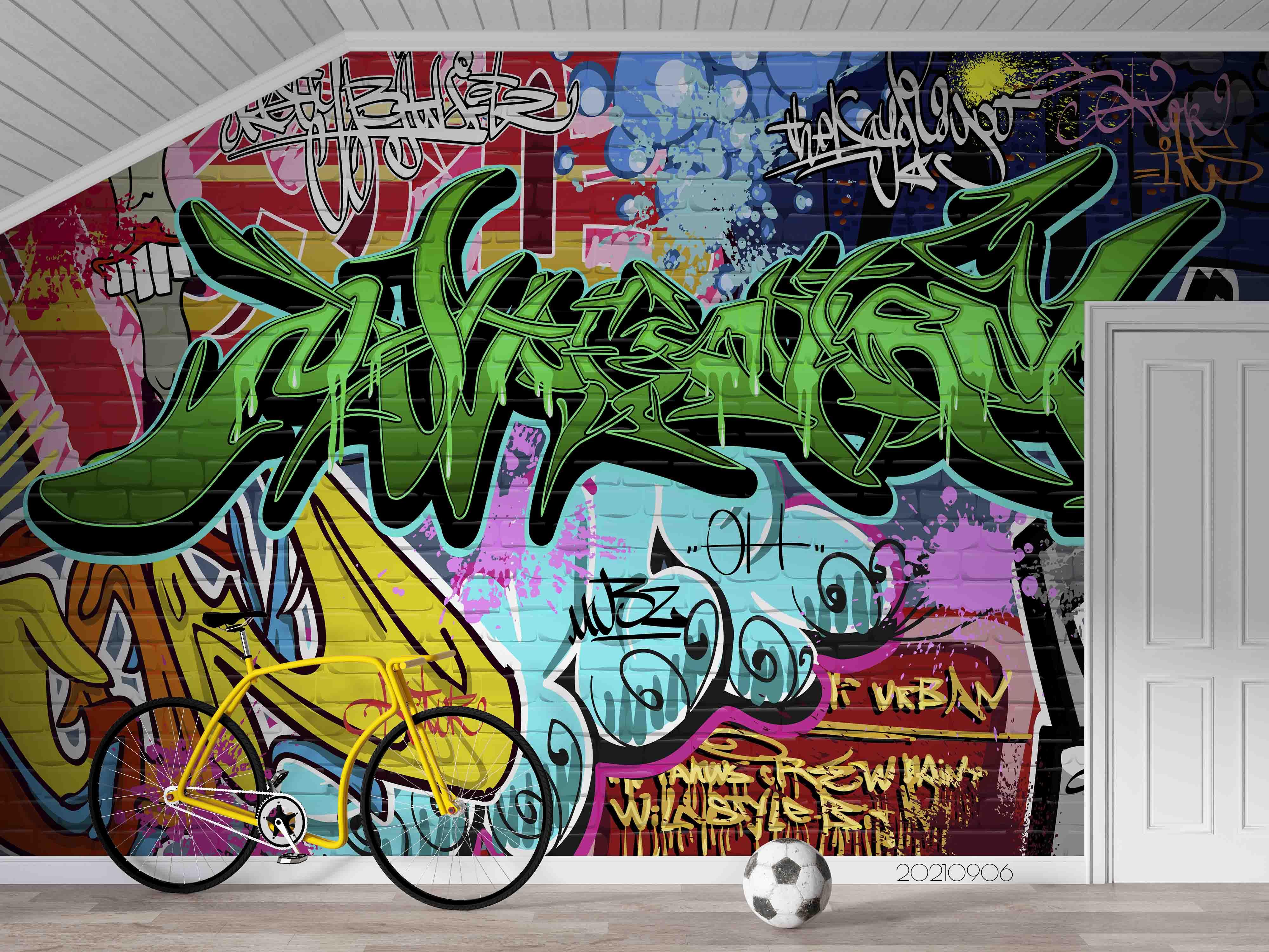 3D Abstract Color Graffiti Wall Mural Wallpaper LQH 508- Jess Art Decoration