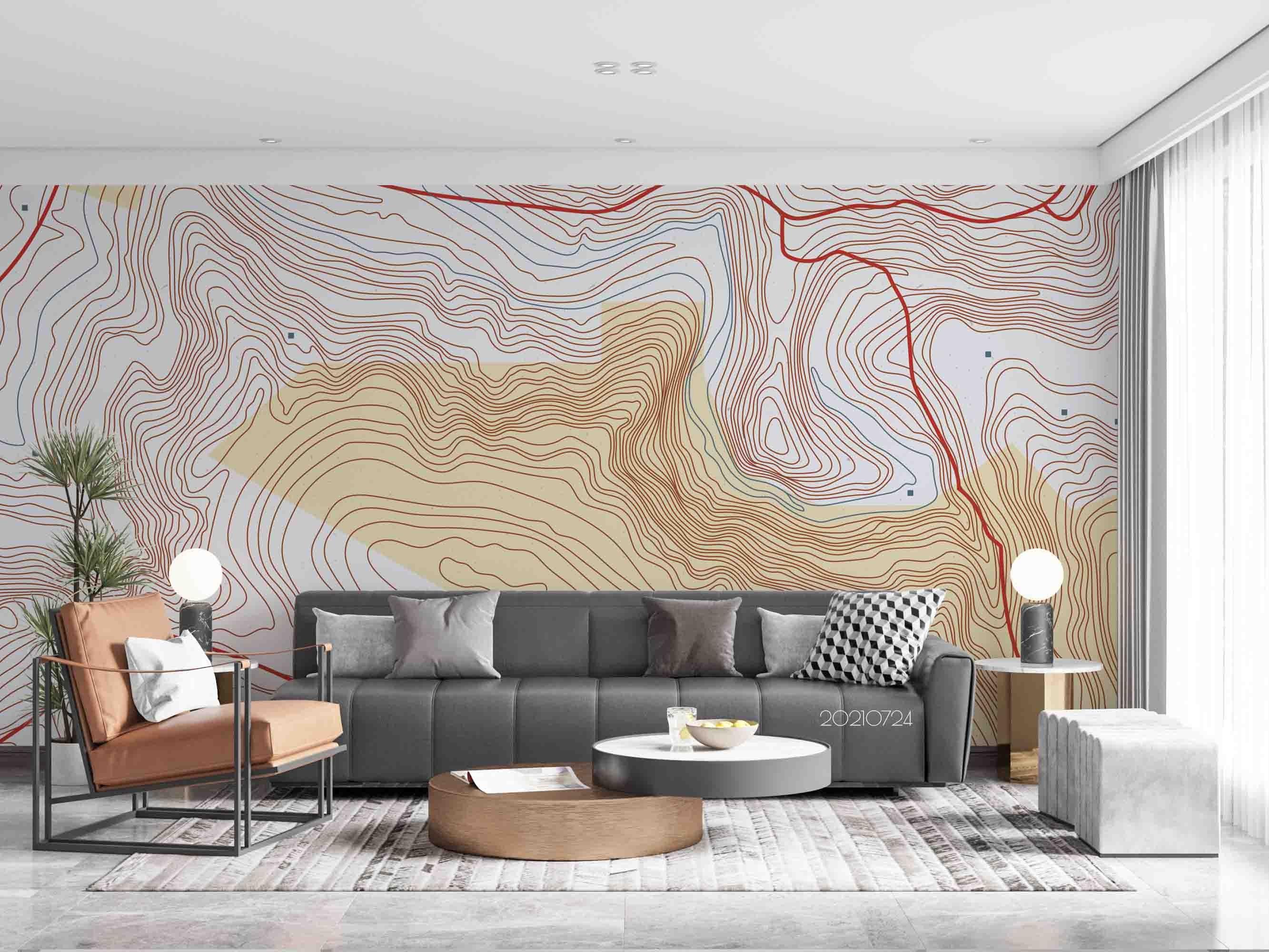 3D Topographic Map Interesting Wall Mural Wallpaper SWW3641- Jess Art Decoration