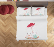 3D White Rabbit Umbrella Quilt Cover Set Bedding Set Duvet Cover Pillowcases SF97- Jess Art Decoration