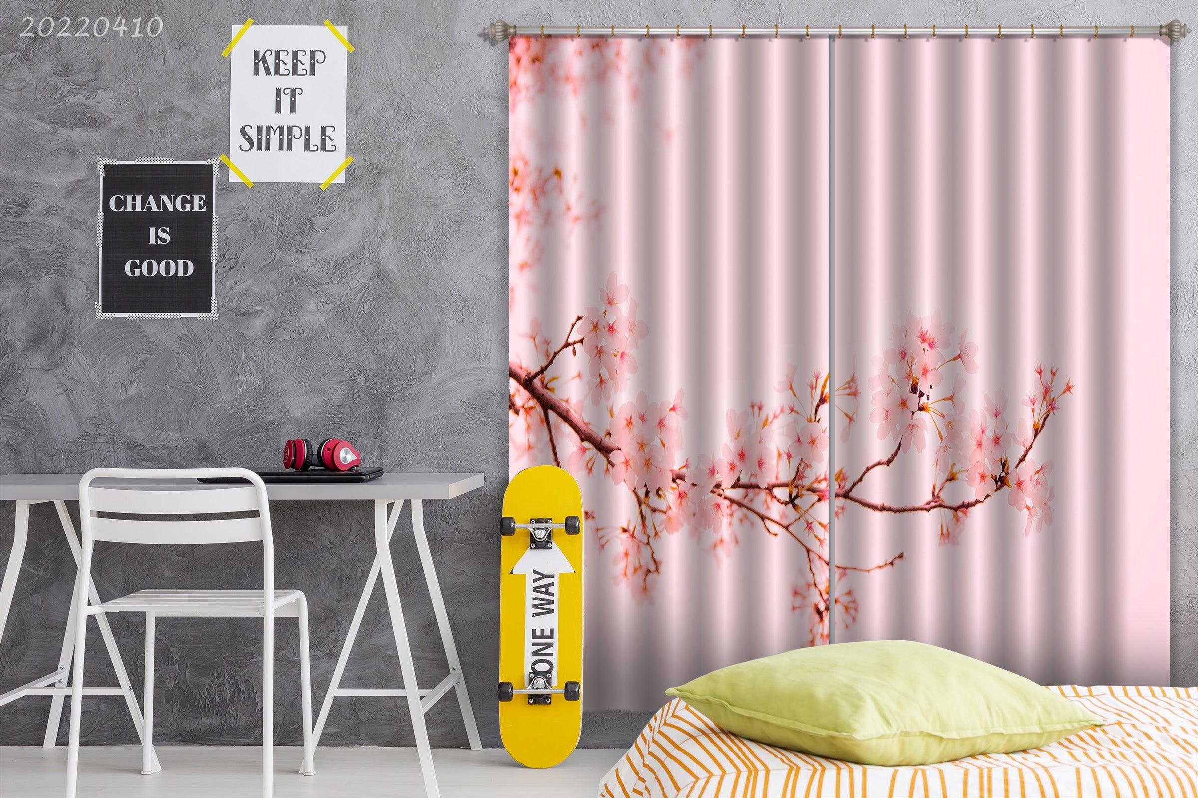 3D Spring Bloom Flower Branch Pink Curtains and Drapes GD 3863- Jess Art Decoration