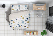 3D Cartoon Space Rocket Planet Quilt Cover Set Bedding Set Duvet Cover Pillowcases 17- Jess Art Decoration