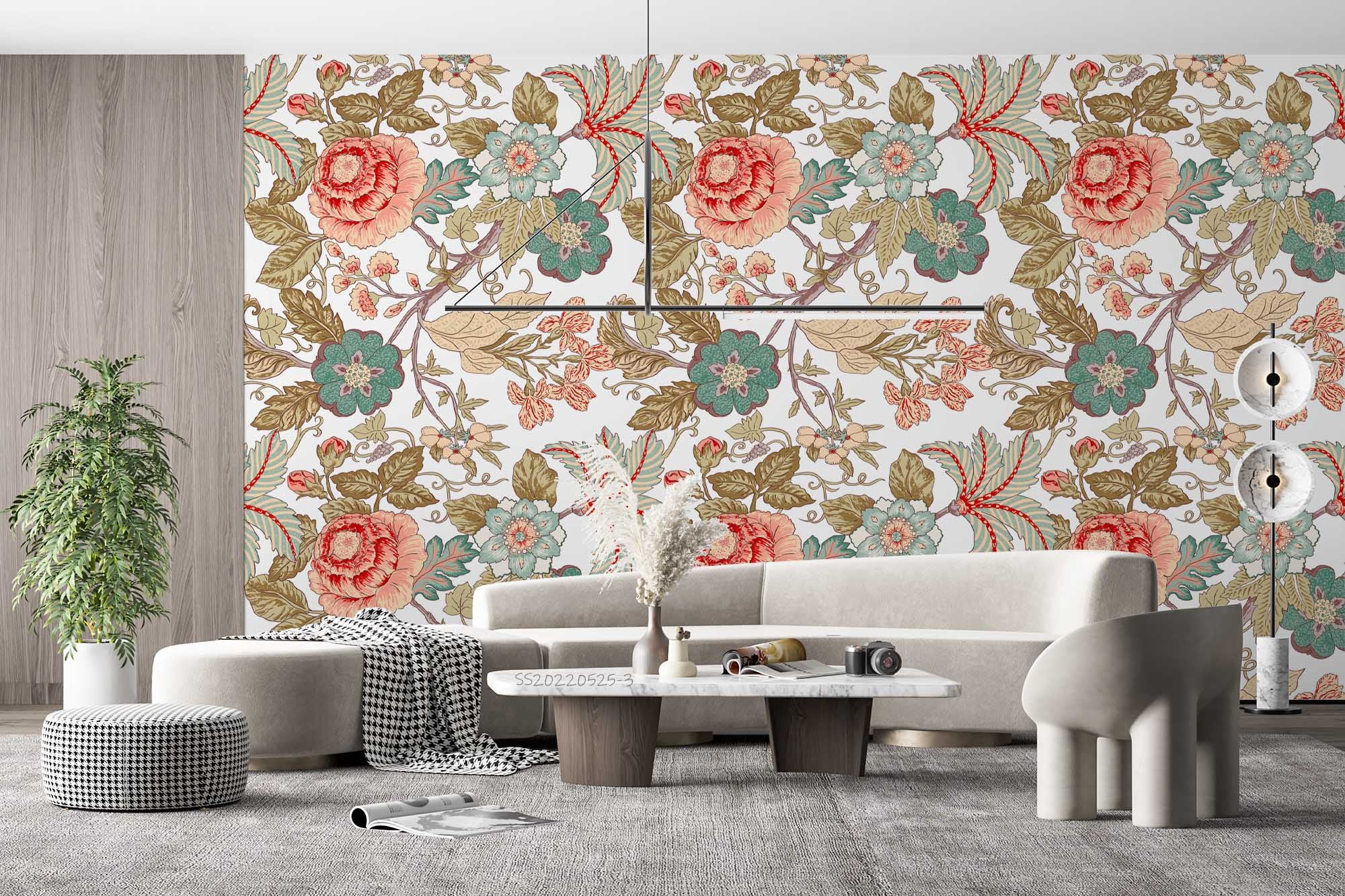3D Vintage Floral Leaves Background Wall Mural Wallpaper GD 388- Jess Art Decoration