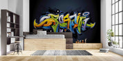 Graffiti Alphabet Pattern Wallpaper typography graffiti wall mural for teen room or studio - view 3