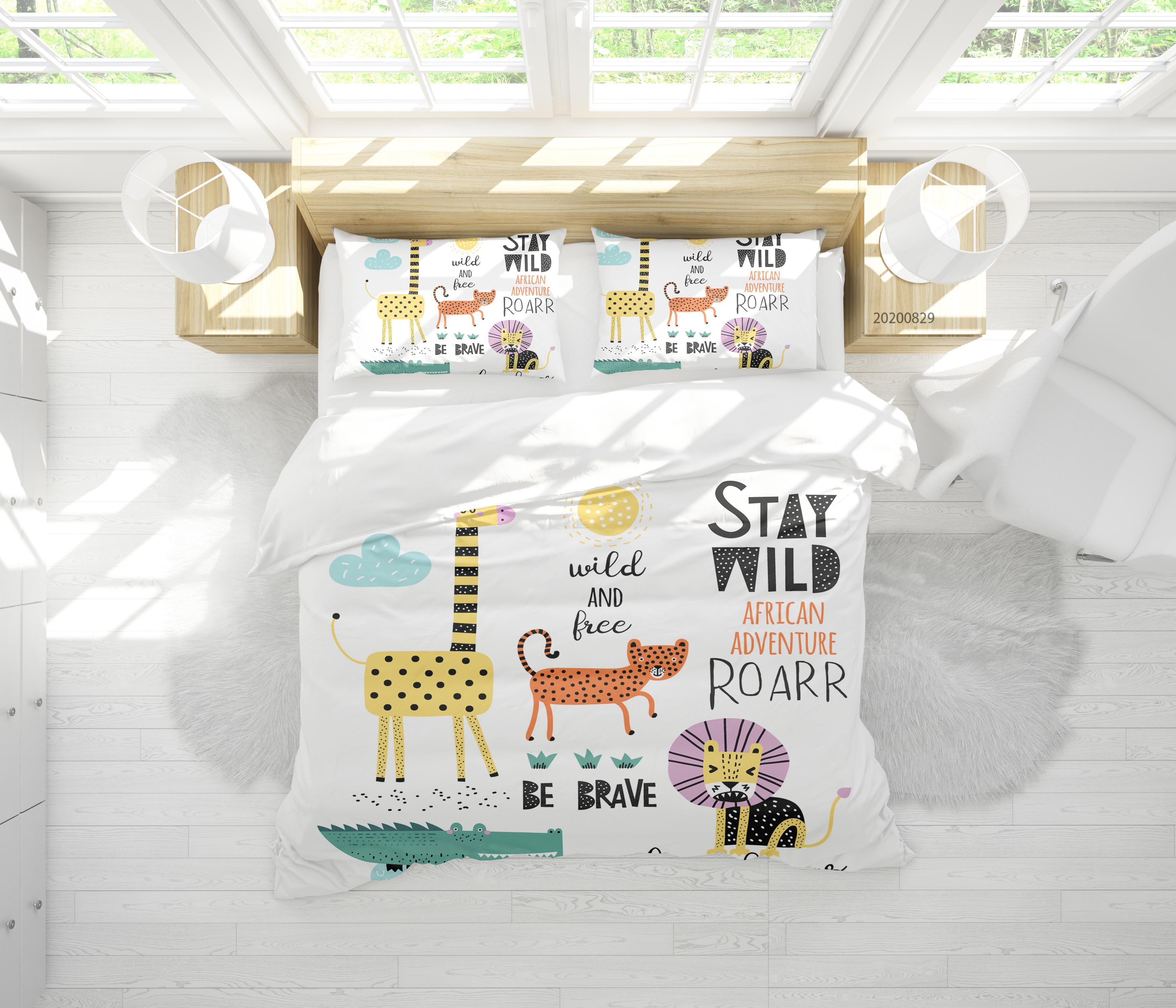 3D Abstract Hand Draw Cartoon Animal Pattern Quilt Cover Set Bedding Set Duvet Cover Pillowcases WJ 3507- Jess Art Decoration