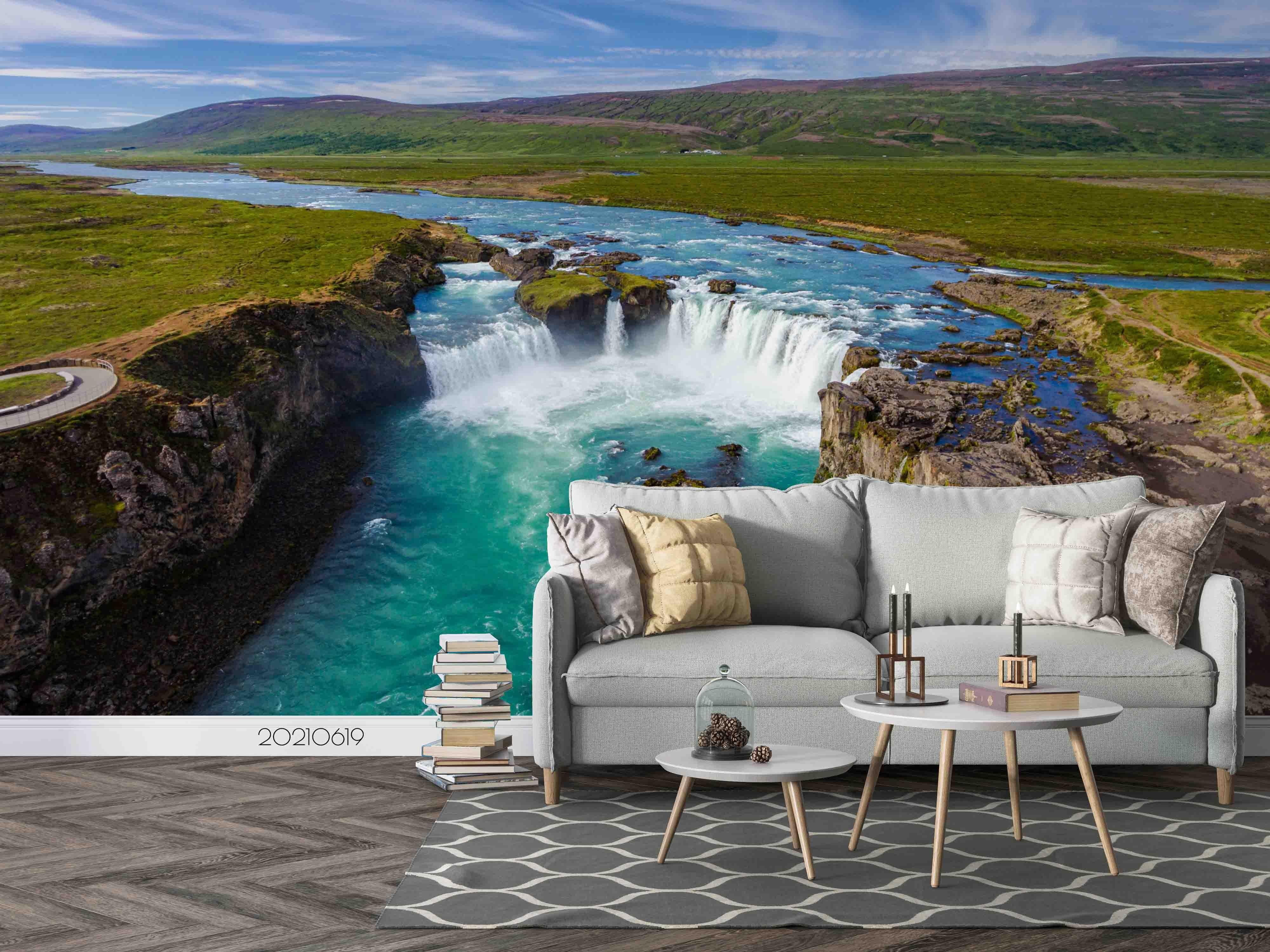 3D Mountain River Nature Landscape Wall Mural Wallpaper LQH 171- Jess Art Decoration
