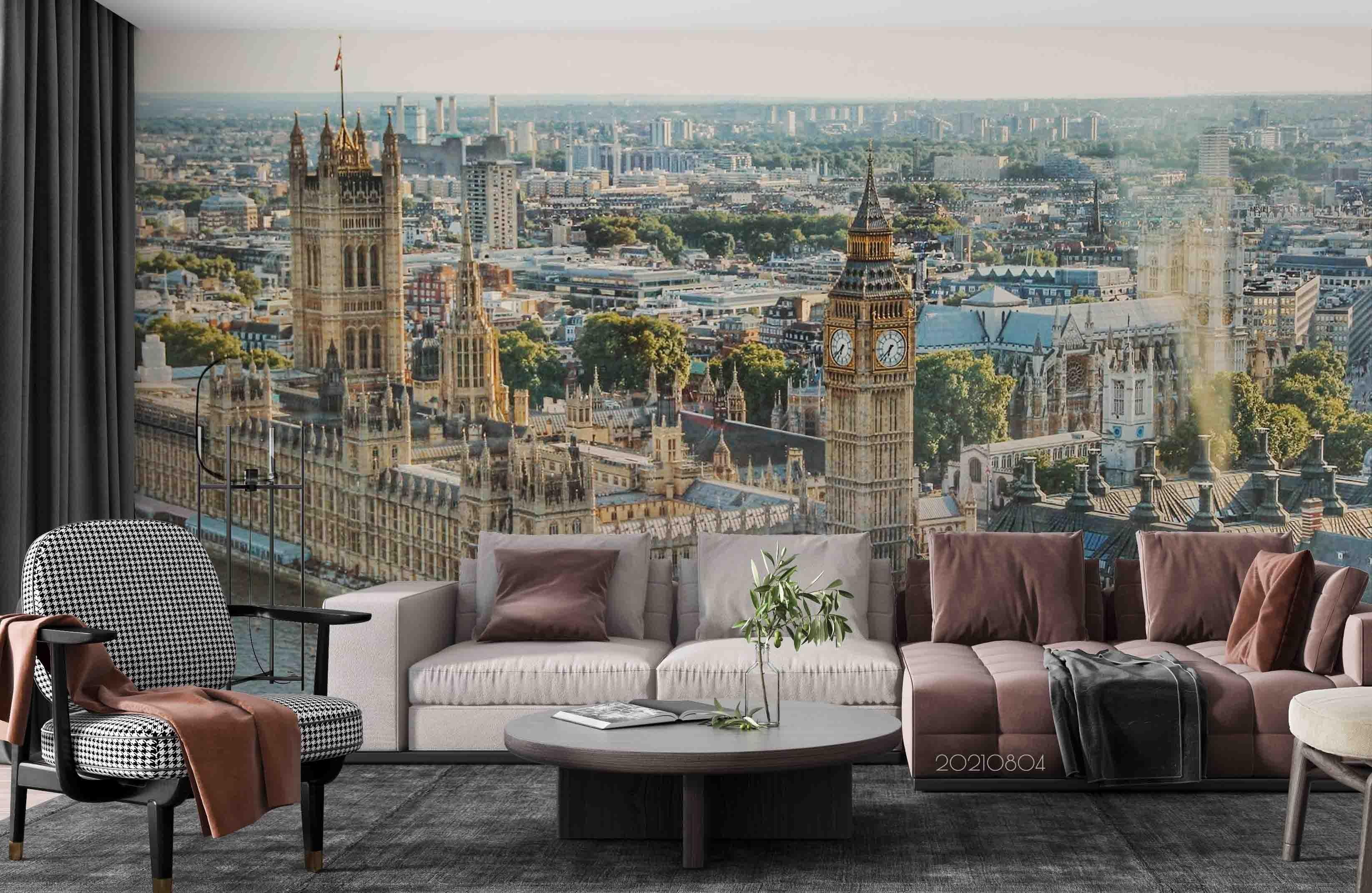 3D  UK Big Ben Notre Dame De Paris Seine Wall Mural Wallpaper SWW5019- Jess Art Decoration