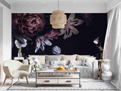 3D Retro Lily Peony Black Background Wall Mural Wallpaper GD 3327- Jess Art Decoration
