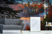 3D Autumn Pine Forest Red Maple Wall Mural Wallpaper SWW3927- Jess Art Decoration