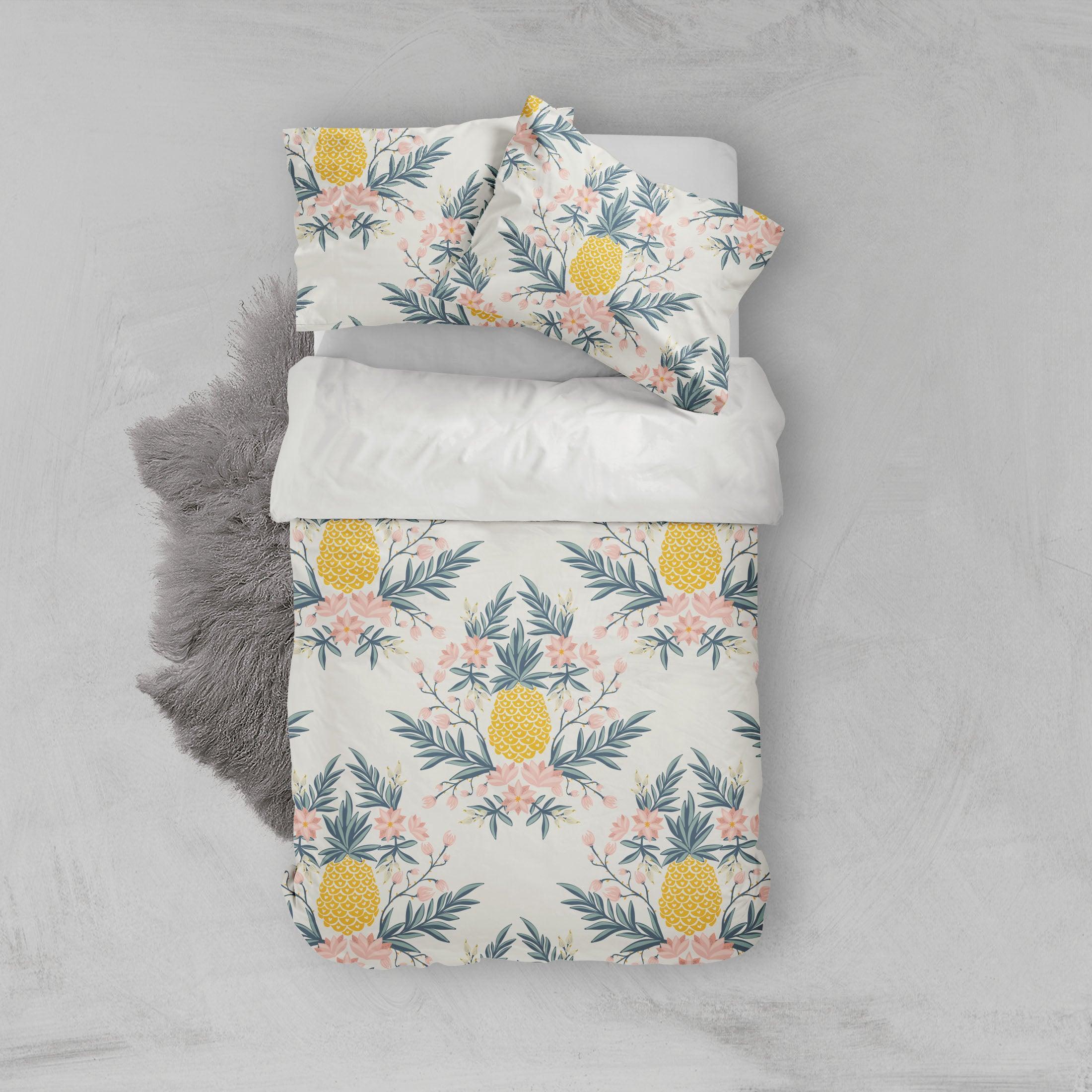 3D Pineapple Pink Floral Quilt Cover Set Bedding Set Pillowcases 94- Jess Art Decoration