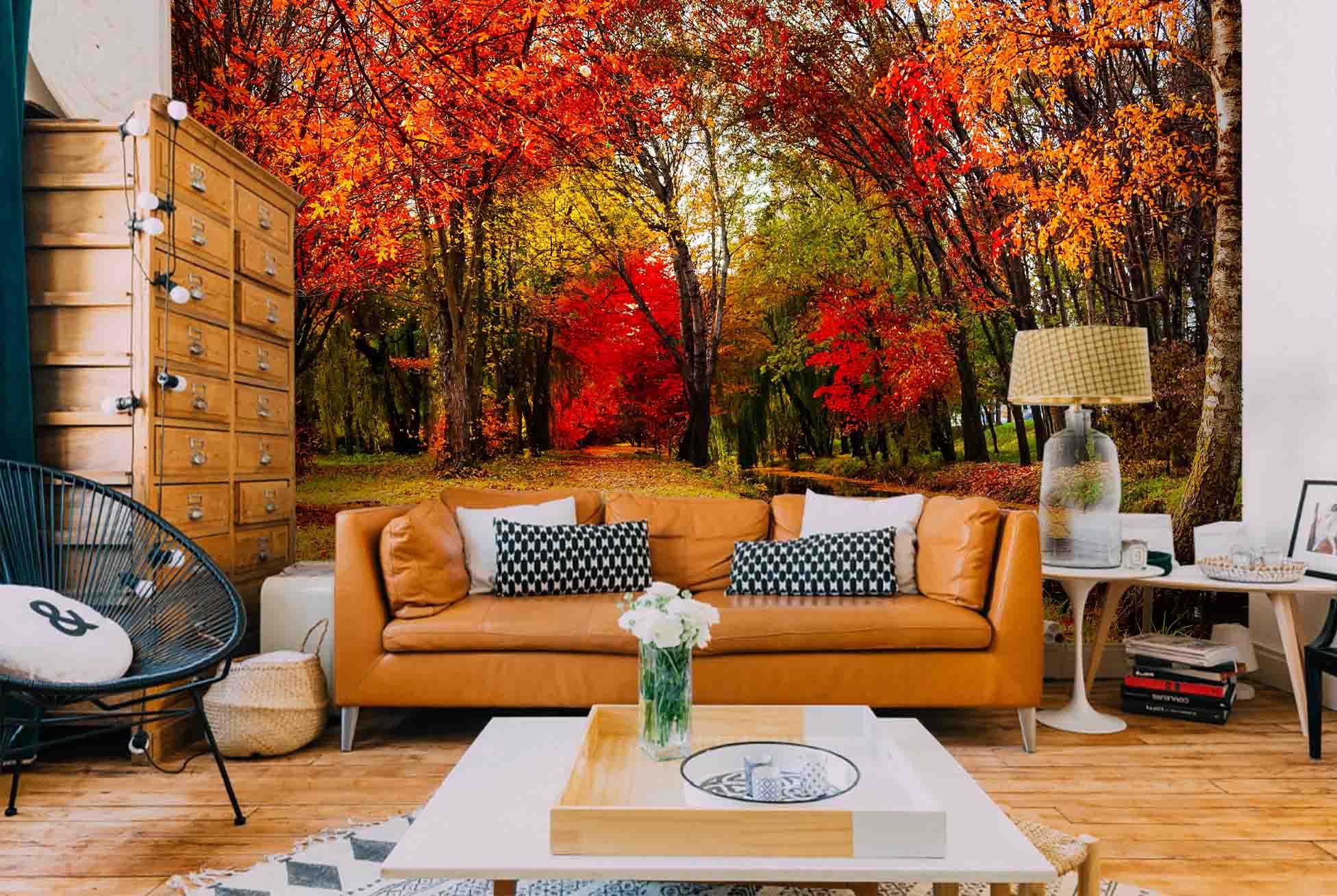 3D Red Leaves Late Autumn Wall Mural Wallpaper 85- Jess Art Decoration