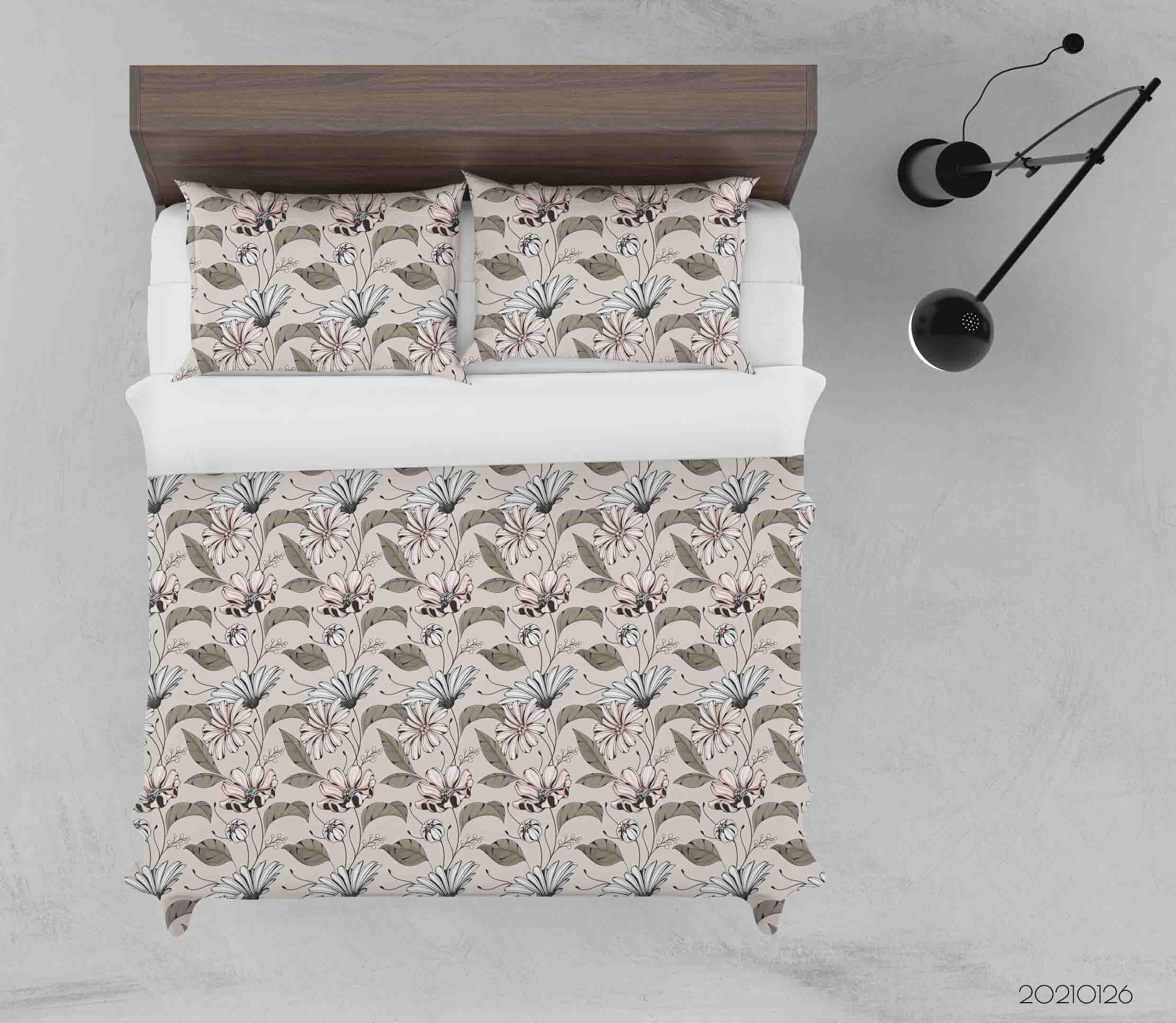 3D Retro Floral Leaves Quilt Cover Set Bedding Set Duvet Cover Pillowcases 40- Jess Art Decoration