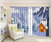 3D Winter Snow Mountain Forest Landscape Curtains and Drapes LQH 29- Jess Art Decoration