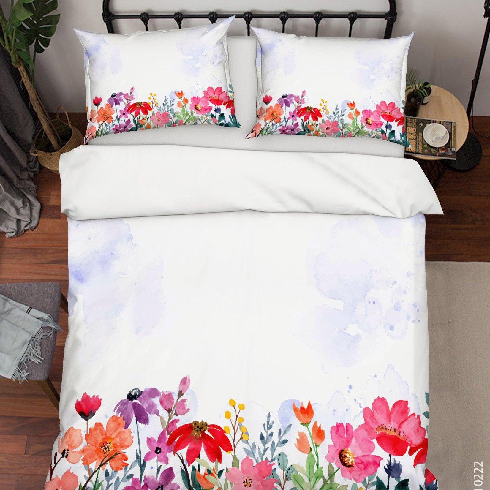 3D Watercolor Color Floral Quilt Cover Set Bedding Set Duvet Cover Pillowcases 131- Jess Art Decoration