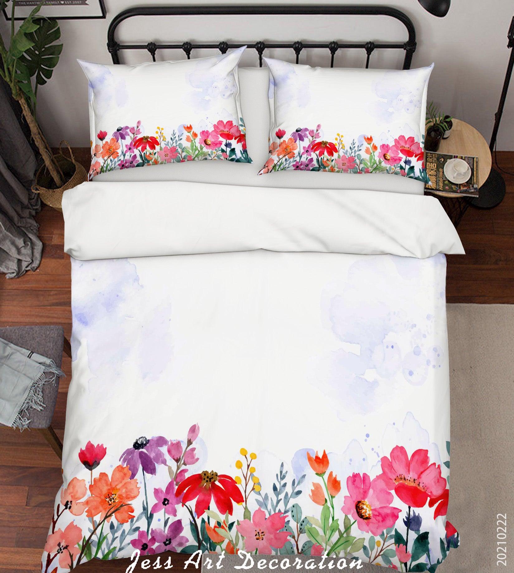 3D Watercolor Color Floral Quilt Cover Set Bedding Set Duvet Cover Pillowcases 131- Jess Art Decoration