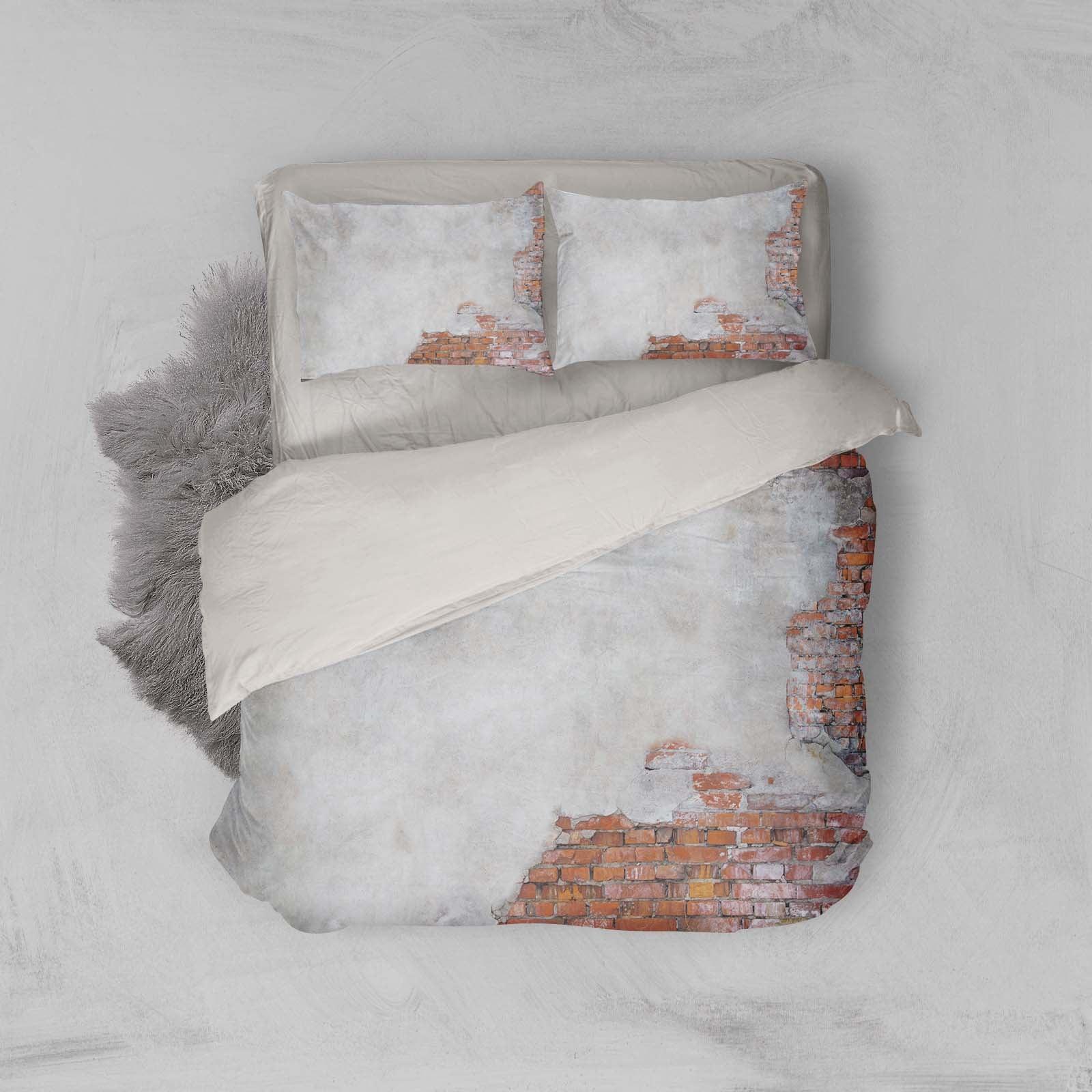 3D White Paint Red Brick Quilt Cover Set Bedding Set Pillowcases 52- Jess Art Decoration