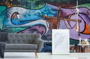 3D Abstract Colored Street Graffiti Wall Mural Wallpaper LQH 225- Jess Art Decoration