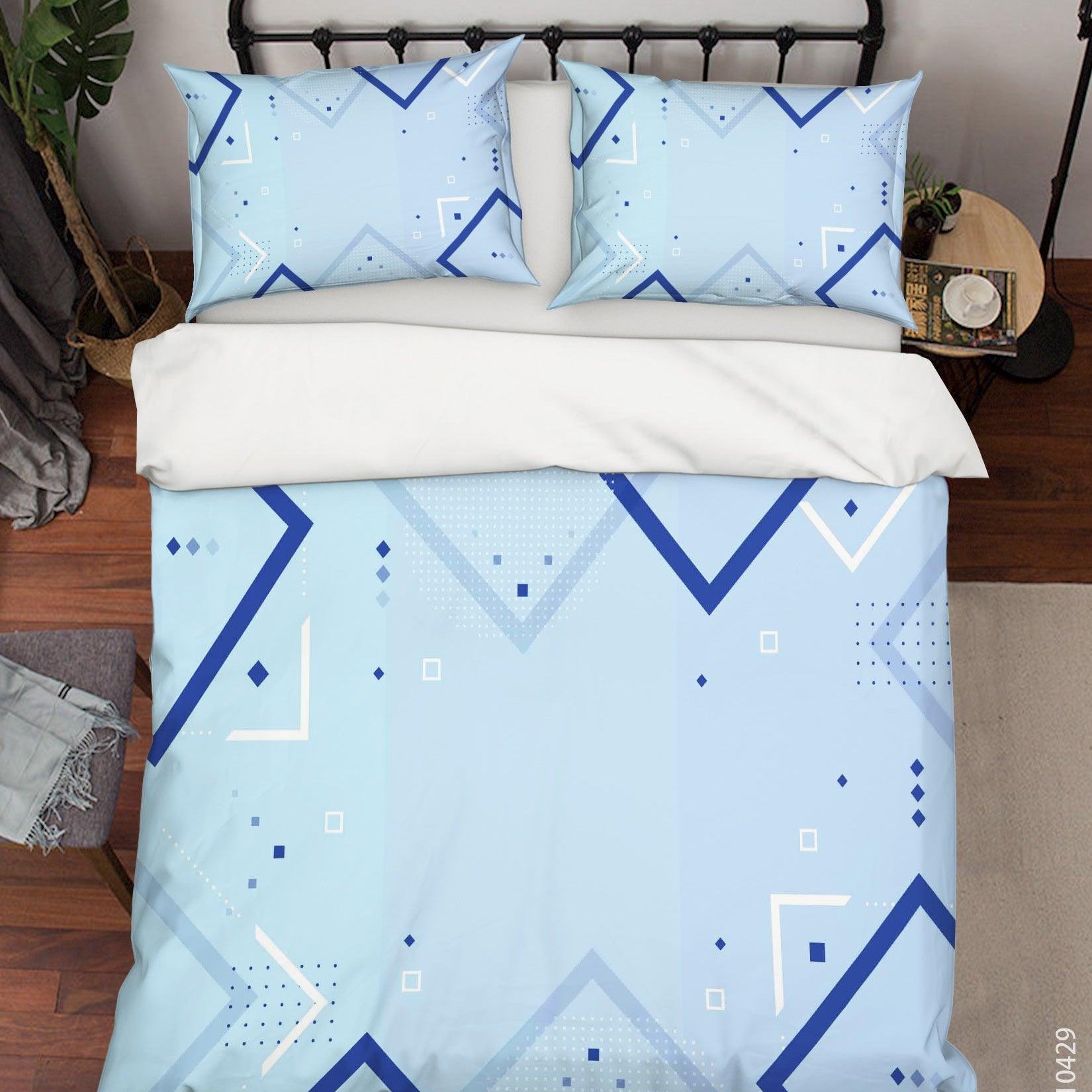 3D Abstract Blue Geometry Quilt Cover Set Bedding Set Duvet Cover Pillowcases 221- Jess Art Decoration
