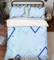 3D Abstract Blue Geometry Quilt Cover Set Bedding Set Duvet Cover Pillowcases 221- Jess Art Decoration