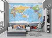 3D Blue World Map Wall Mural Wallpaper LQH 568- Jess Art Decoration