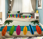 3D Beach Palm Tree Colorful Surfboard Quilt Cover Set Bedding Set Duvet Cover Pillowcases LXL 18- Jess Art Decoration