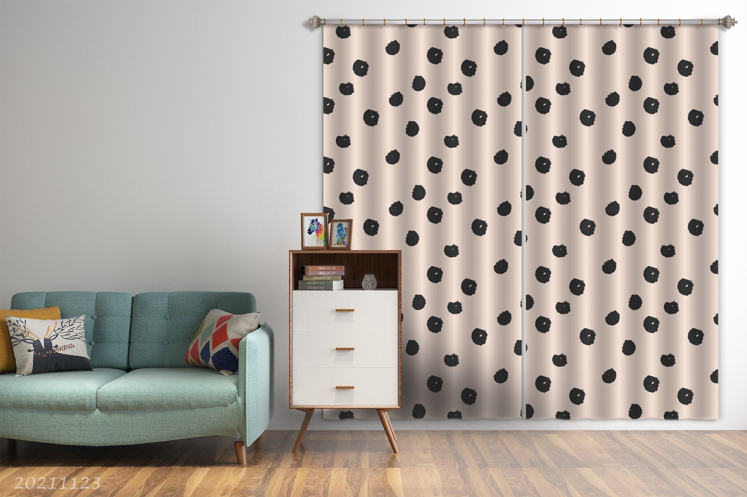 3D Abstract Black Geometric Dot Graphic Curtains and Drapes LQH 22- Jess Art Decoration