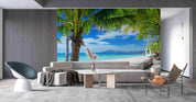 3D Beach Palm Tree Ocean Landscape Wall Mural Wallpaper GD 2489- Jess Art Decoration