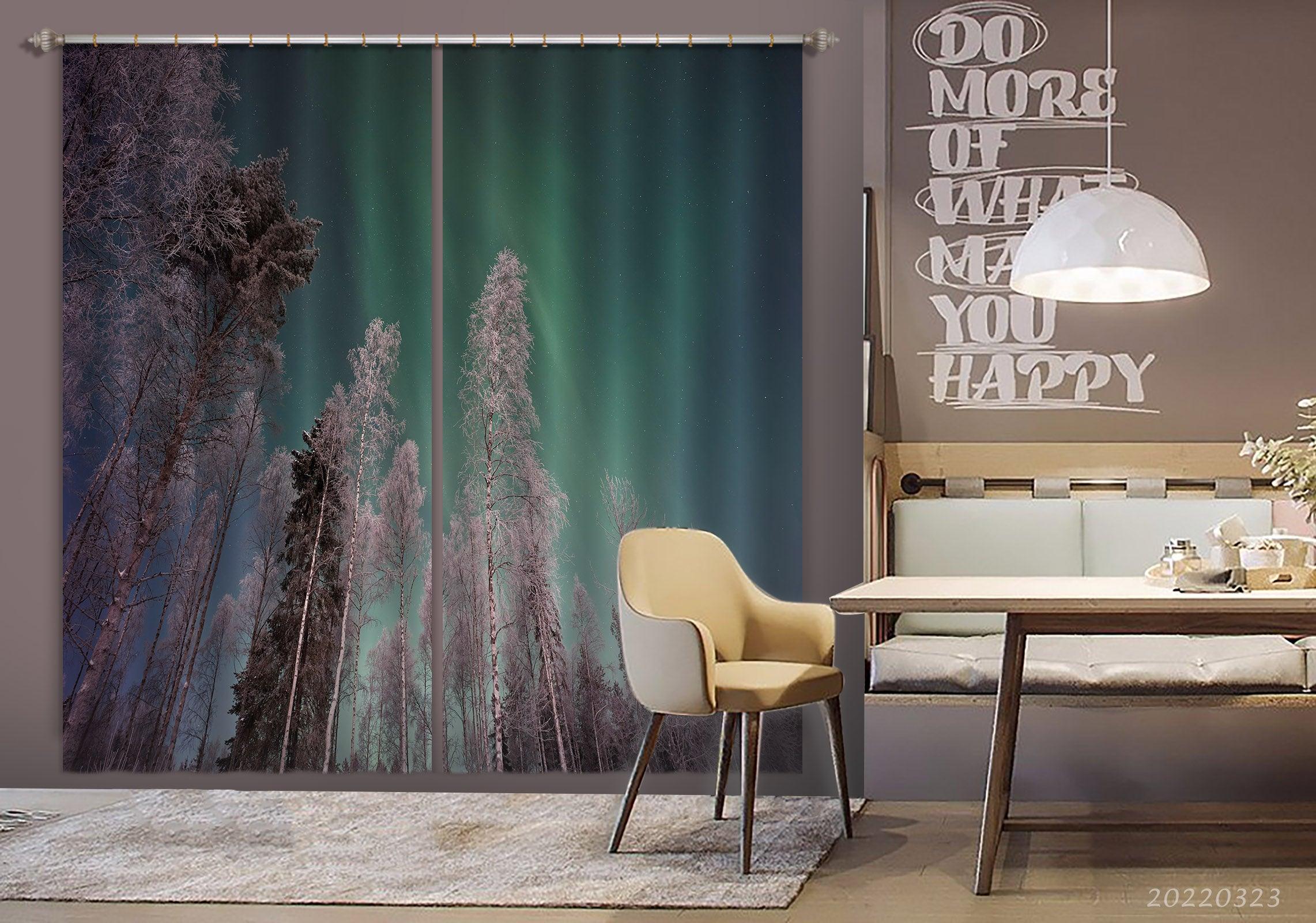 3D Woods Night Star Sky Landscape Curtains and Drapes GD 2577- Jess Art Decoration