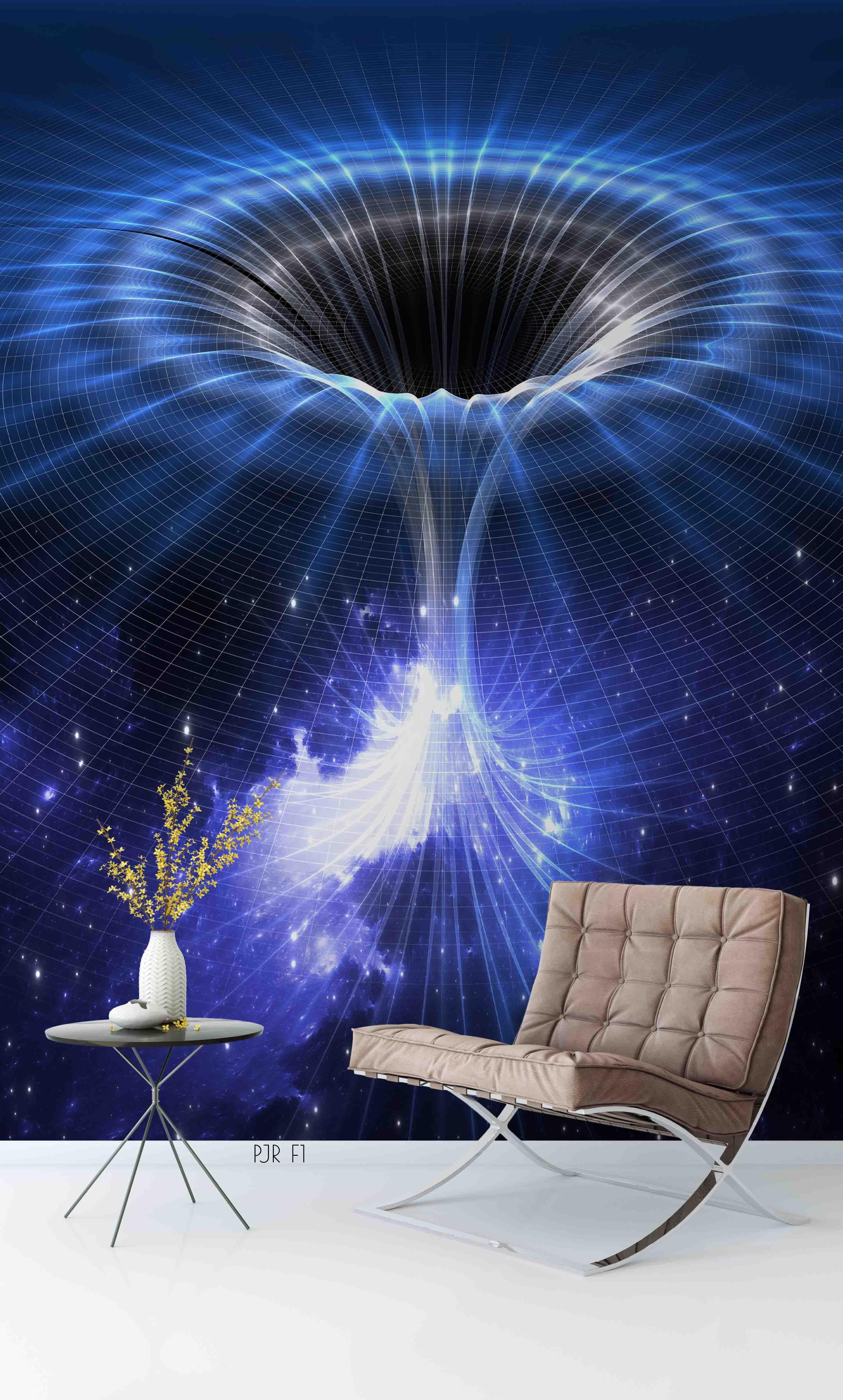 3D Blue Line Space Light Wall Mural Wallpaper WJ 1364- Jess Art Decoration