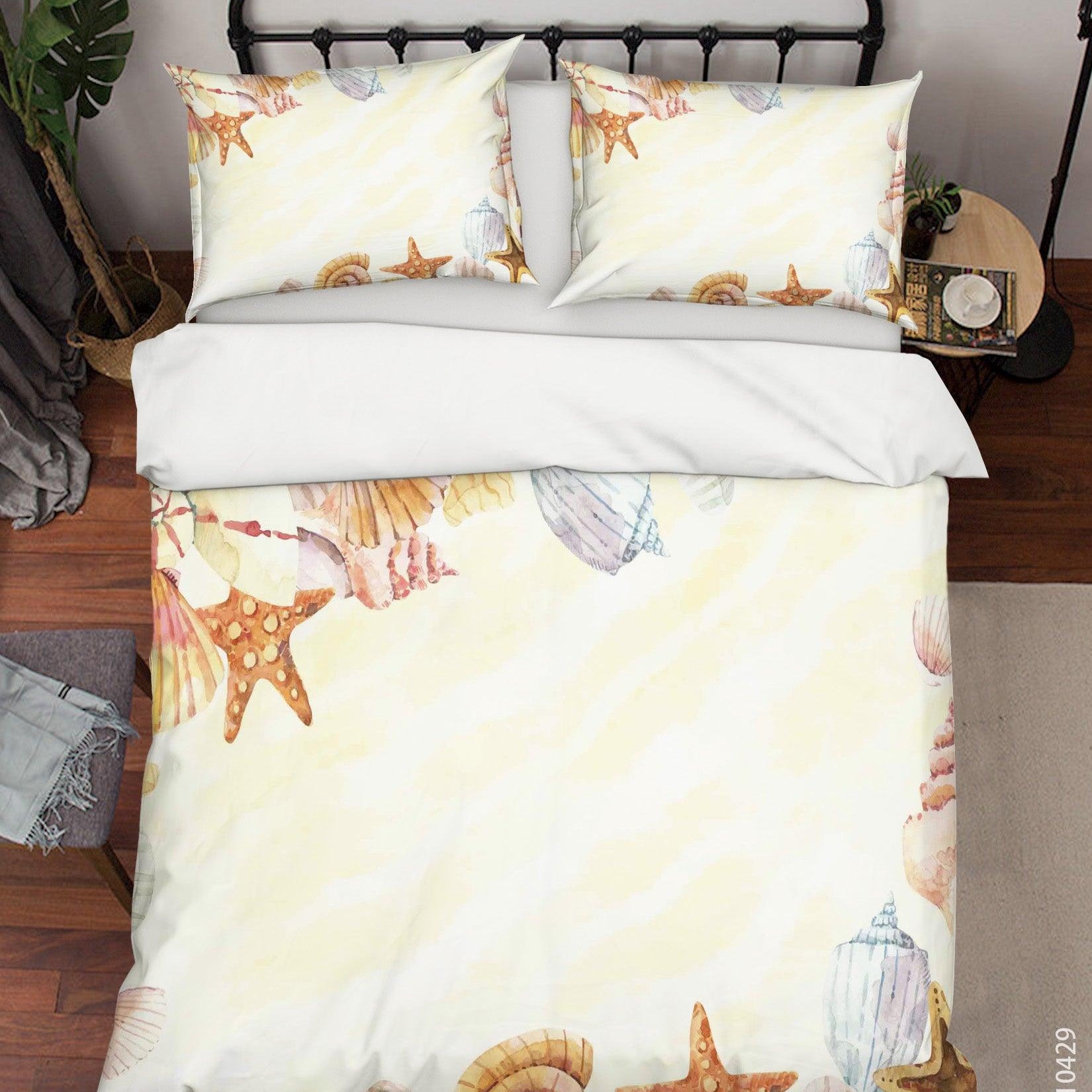3D Watercolor Starfish Conch Quilt Cover Set Bedding Set Duvet Cover Pillowcases 9- Jess Art Decoration