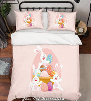 3D Pink Cartoon Rabbit Eggs Quilt Cover Set Bedding Set Duvet Cover Pillowcases SF83- Jess Art Decoration