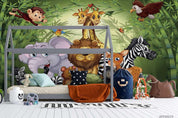 3D Hand Drawn Bamboo Forest Animal Wall Mural Wallpaper LQH 77- Jess Art Decoration