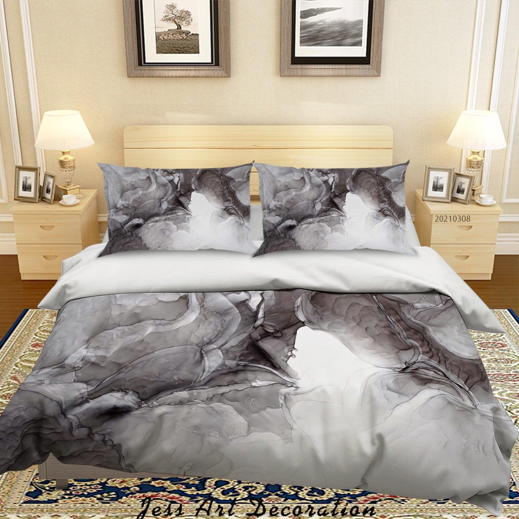 3D Abstract Grey Marble Quilt Cover Set Bedding Set Duvet Cover Pillowcases 310- Jess Art Decoration