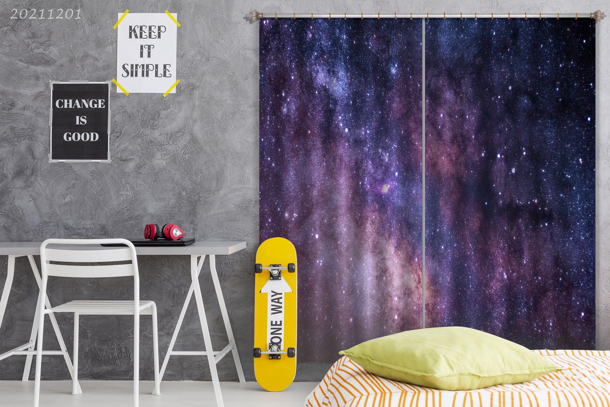 3D Abstract Space Stars Purple Curtains and Drapes LLL 196- Jess Art Decoration