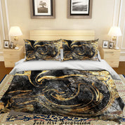3D Abstract Black Gold Marble Quilt Cover Set Bedding Set Duvet Cover Pillowcases 299- Jess Art Decoration