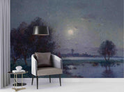 3D Night Wilderness Trees Lake Landscape Oil Painting Wall Mural Wallpaper GD 4582- Jess Art Decoration