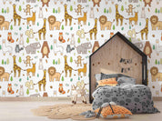 3D Cartoon Lion Giraffe Elephant Animal Wall Mural Wallpaper LXL- Jess Art Decoration