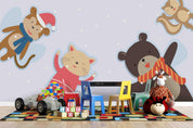 3D Cartoon Monkey Cat Bear Squirrel Animal Wall Mural Wallpaper LXL- Jess Art Decoration
