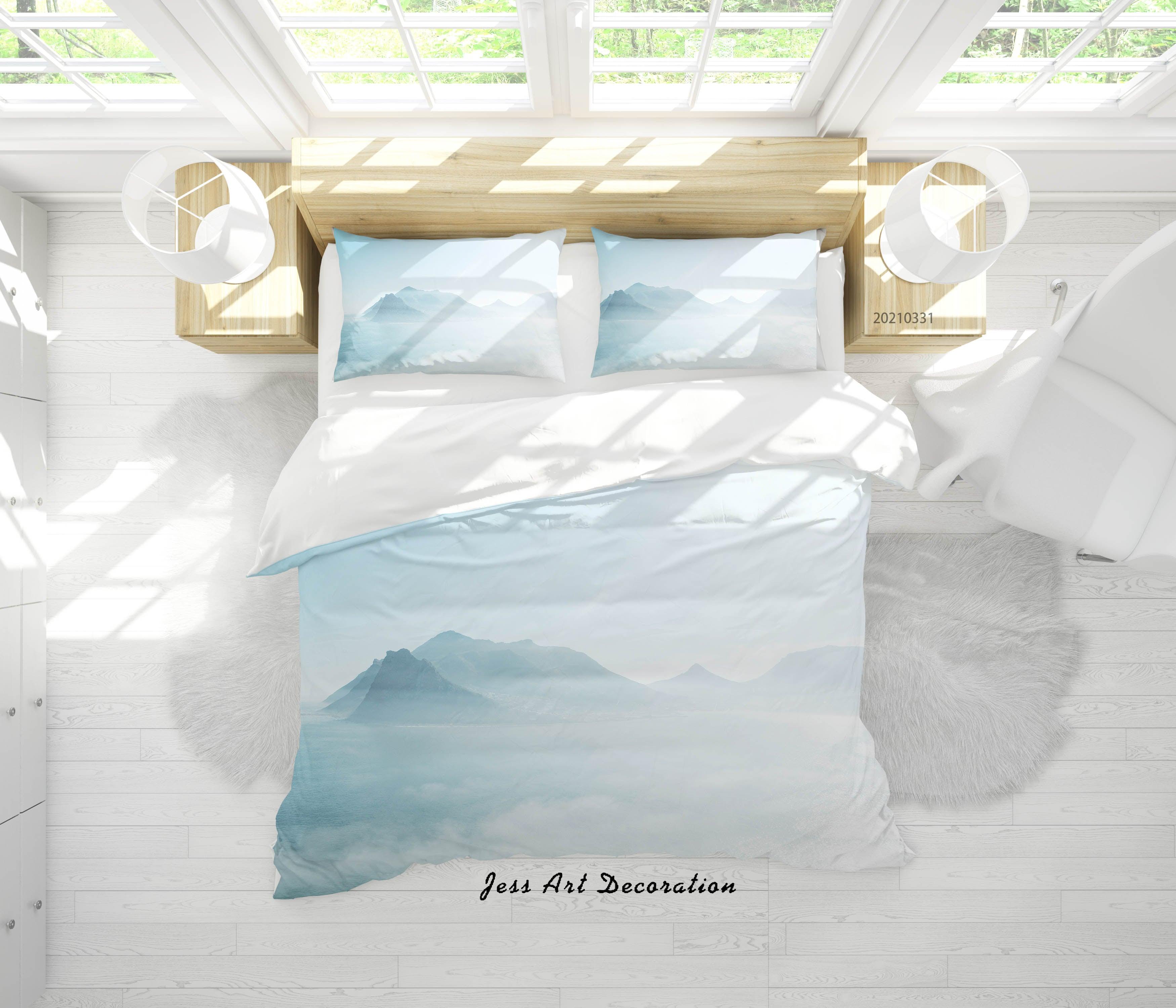 3D Watercolor Mountain Landscape Quilt Cover Set Bedding Set Duvet Cover Pillowcases 184- Jess Art Decoration