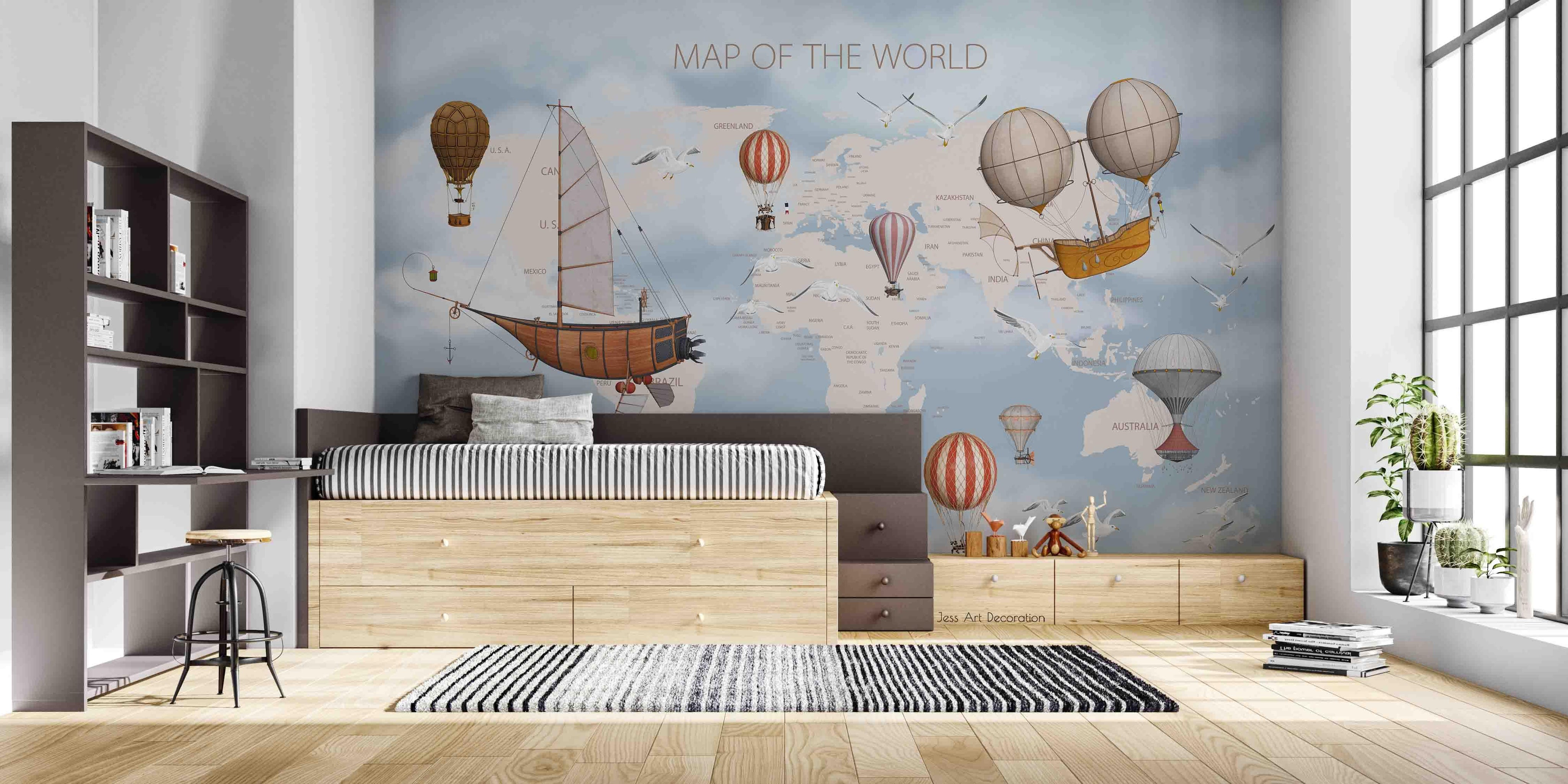 3D Cartoon World Map Wall Mural Wallpaper sww 2- Jess Art Decoration